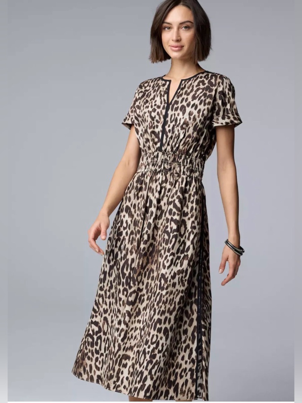 Simply Vera Vera Wang Midi Dress with Leopard Print.